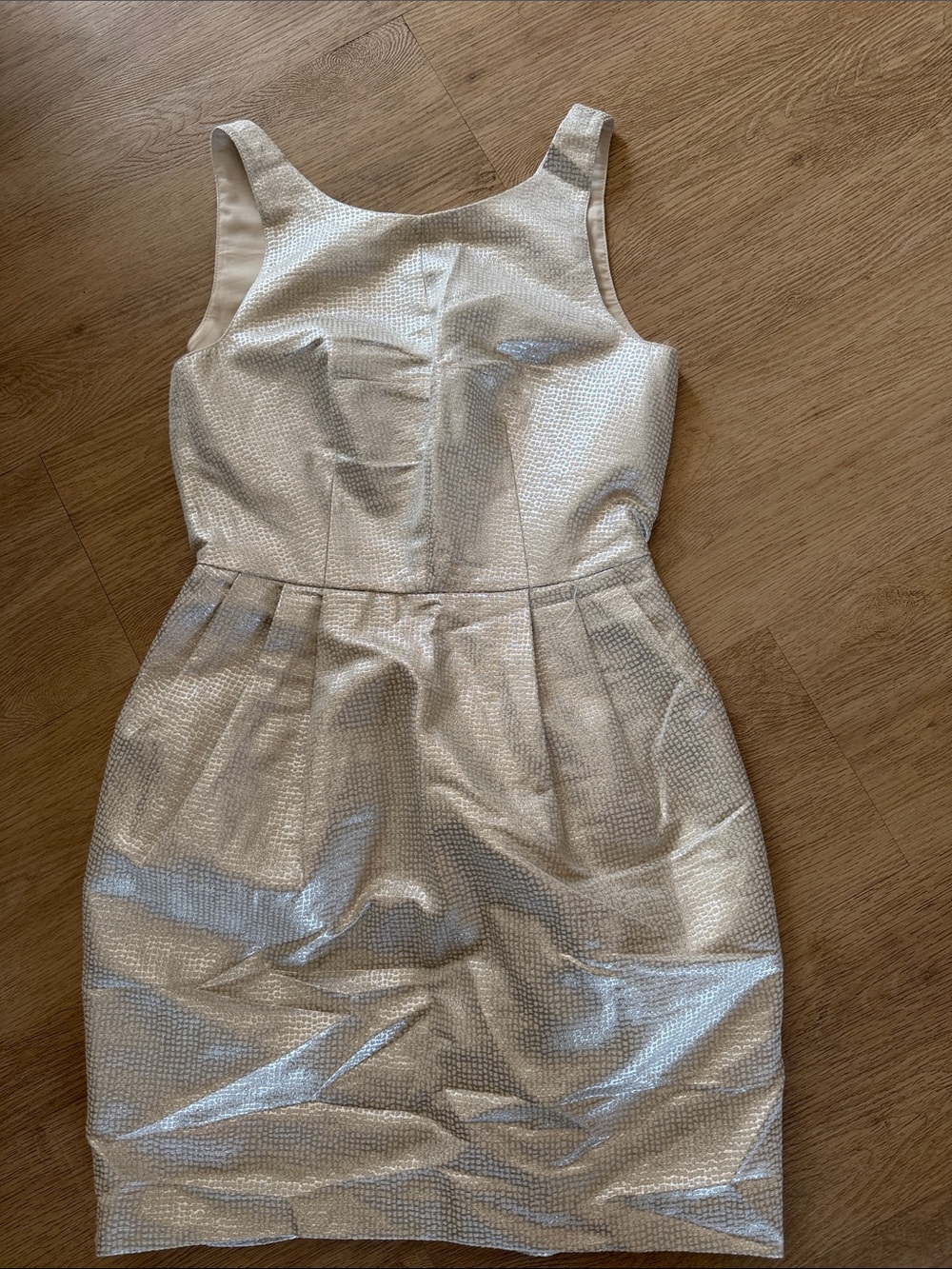 Sleeveless Metallic Sheath Dress in Silver